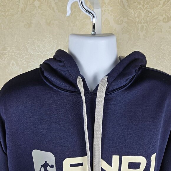 AND1 Size XL Navy Blue Drawstring Hoodie Sweatshirt Kangaroo Pocket Casual - Picture 2 of 11